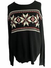 American Living Black & Red Cotton Knit Nordic Ski Christmas Sweater XL PB36 VGC