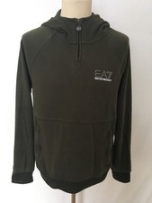 EA7 Emporio Armani Hoodie Mens Size XL Qtr Zip Pullover Green Casual Sweatshirt