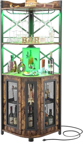 Corner bar cabinet with led - cabinet,