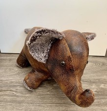 Lesser & Pavey Vtg Faux Distressed Leather Elephant Doorstop