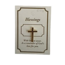 Gold Cross Pin Badge Jesus Brooch Christian Gift God Christ Holy Church Crucifix