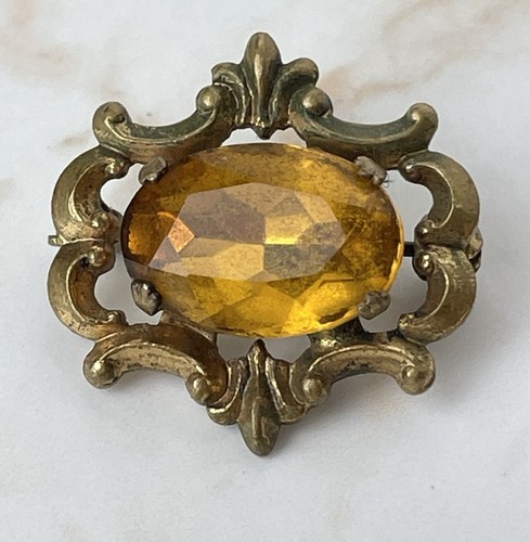 Vintage faux citrine faceted - faux,