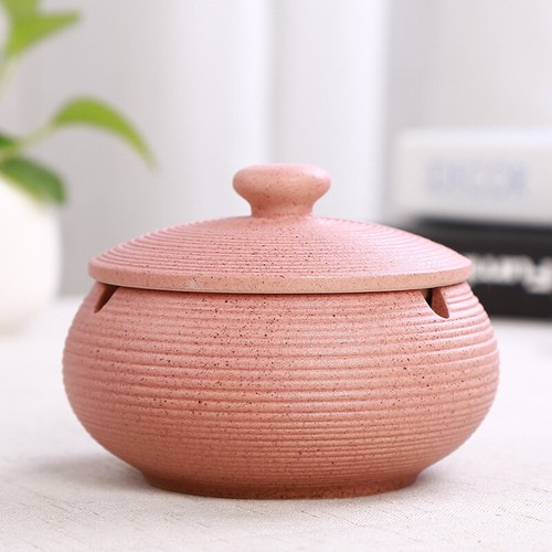 Round ceramic ashtray with lid - round,