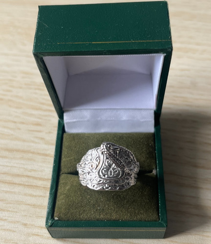 Silver gents size saddle ring - saddle,