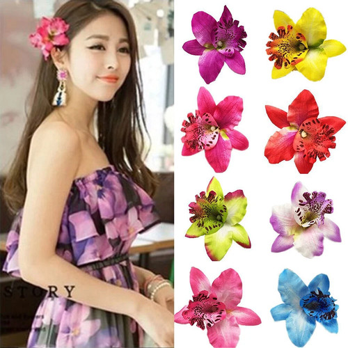 Orchid flower hair clip slide - orchid,