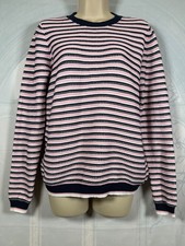 Dorothy Perkins pink, navy blue & white striped textured-knit jumper, fits UK 10