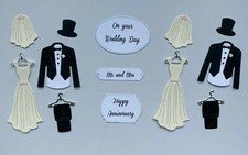 Bride & Groom Die Cuts Wedding Anniversary Card Topper Invitations - Sets of 2