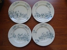 LONGWY CUTE 4 ANTIQUE FAIENCE FLAT PLATES 1920 diam 22 cm