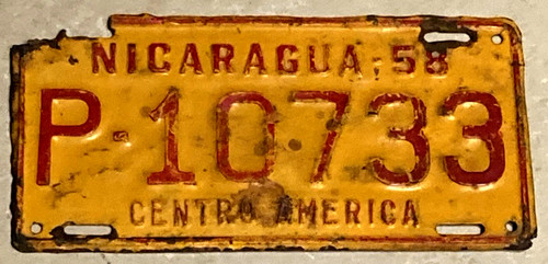 1958 nicaragua license plate - 1958,