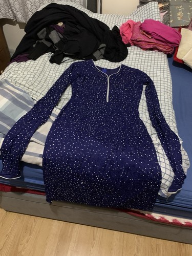 Navy blue silver sequins - silver,