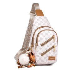 Womens Across Body Over The Shoulder Travel Zip Up Bag White New