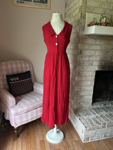 Vintage 90s red collared - vintage, rayon