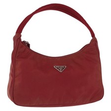 PRADA Hand Bag Nylon Red