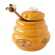 Honey Pot Ceramic Jar & Dipper