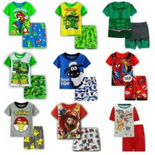 Boys Girls Cartoon Pyjamas Short Sleeve T-Shirt Shorts Pj's Set 2-7 Years Gifts