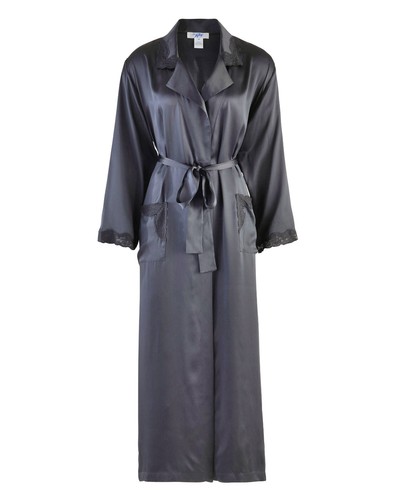 Women robe black silk - robe, 16mm