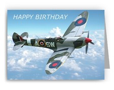 Spitfire Birthday Card - World War 2 Aircraft Planes RAF