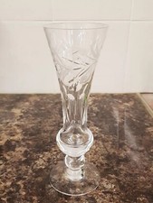 Vintage Royal Brierley Floral Etched Crystal Glass Elegant Bud Vase Signed 6.5"