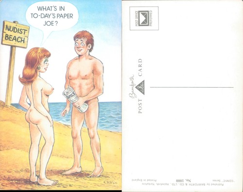 Cartoon nudist beach - cartoon, of