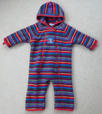JOJO MAMAN BEBE Polar Fleece 3-6M Rainbow Stripy All-in-One PRAMSUIT  Snowsuit