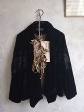 Zara Black Embroidered Silk Velvet Kimono Opera Jacket Single Lapels UK Size 10