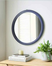 Navy Round Wall Mirror 60cm