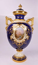 LARGE COALPORT ANTIQUE VASE HAND PAINTED IRISH LISMORE CASTLE c.1890 - RARE