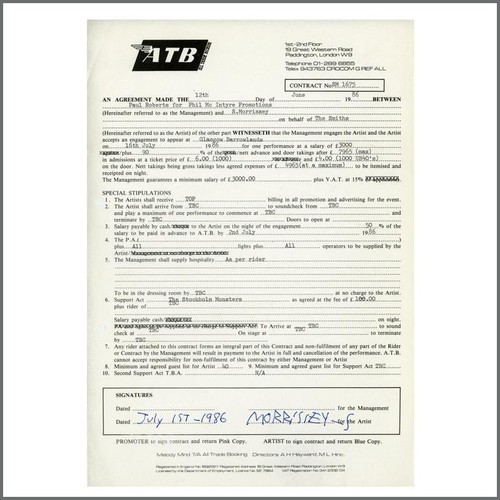The smiths morrissey signed - smiths,