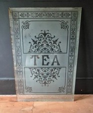 Antique Acid Etched Glass Window panel Tea Cafe Fan Light Vintage