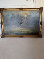 Dion Pears Oil On Canvas of A Spitfire - Squadron No:92 Signed And Framed
