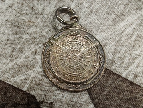 Vintage silver darts fob medal - fob,