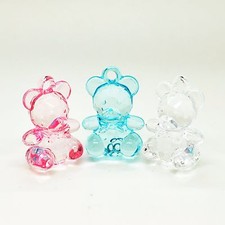 6 x Large Teddy Bear Charm Transparent Acrylic Baby Dummy Clip Making 35mm x25mm
