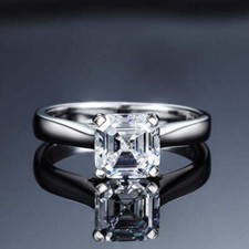 925 Sterling Silver 1.50ct Simulated Diamond Solitaire Engagement Ring size K-T