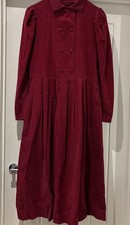 Laura Ashley Dress Needlecord Vintage Red Size 8-10 Uk Made Great Britain 