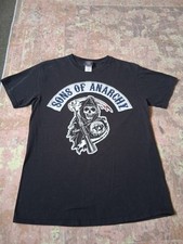 Sons Of Anarchy Ladies Black T Shirt Tee Womens Size Uk Medium Preshrunk Cotton