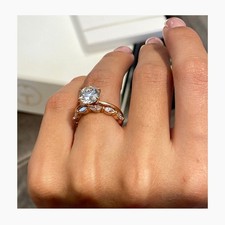 Diamond Certified IGI Ring E VS1 4.8 Carat Round Lab created 14K Rose Gold Band