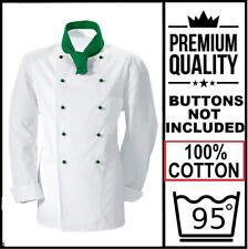 Mens white Chef Jacket Coat Uniform Premium Long Sleeved Kitchen Caterer Unisex