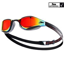 SPEEDO FASTSKIN HYPER ELITE MIRROR SWIMMING GOGGLES BLACK / DRAGON FIRE RACING