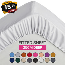 Extra Deep 25 cm Full Fitted Sheet Bed Sheets Single Double King Super King Size