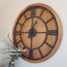 Large Wooden WALL CLOCK Metal