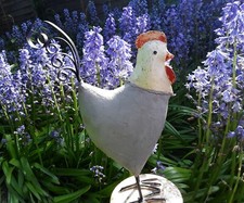 Shabby Chic Metal&Wooden Rooster and Metal Goose Ornaments