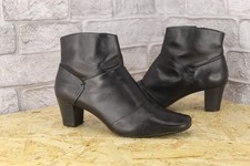 BLACK LEATHER MID HEEL ANKLE