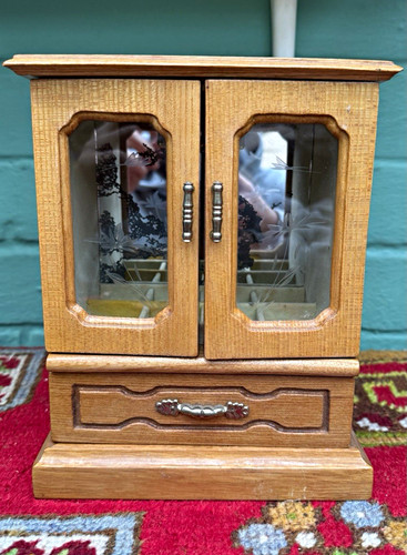 Wood glass jewellery box - &,