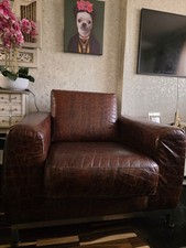 Brown Leather Halo Mock Croc