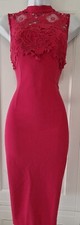 Womens Coast Pink Floral Guipure Lace Stretch Crepe Sleeveless Bodycon Dress 8.