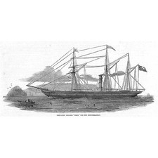 The Screw Steam Ship Arno Built at Port Glasgow - Antique Print 1851