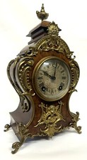 Antique Burr Walnut And Ormolu Mounted Mantel Clock By Lenzkirch Germany