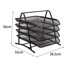 A4 Paper Document Organiser 4-Tier Stackable Filing Trays Metal Office Tidy Rack