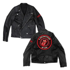 ROLLING STONES - Leather Tour Jacket Zip Code 2015 Size L (Brand New With Tags)