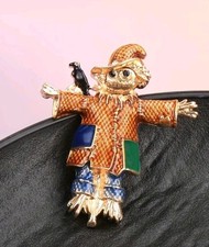 Enamel Scarecrow & Crow Bird